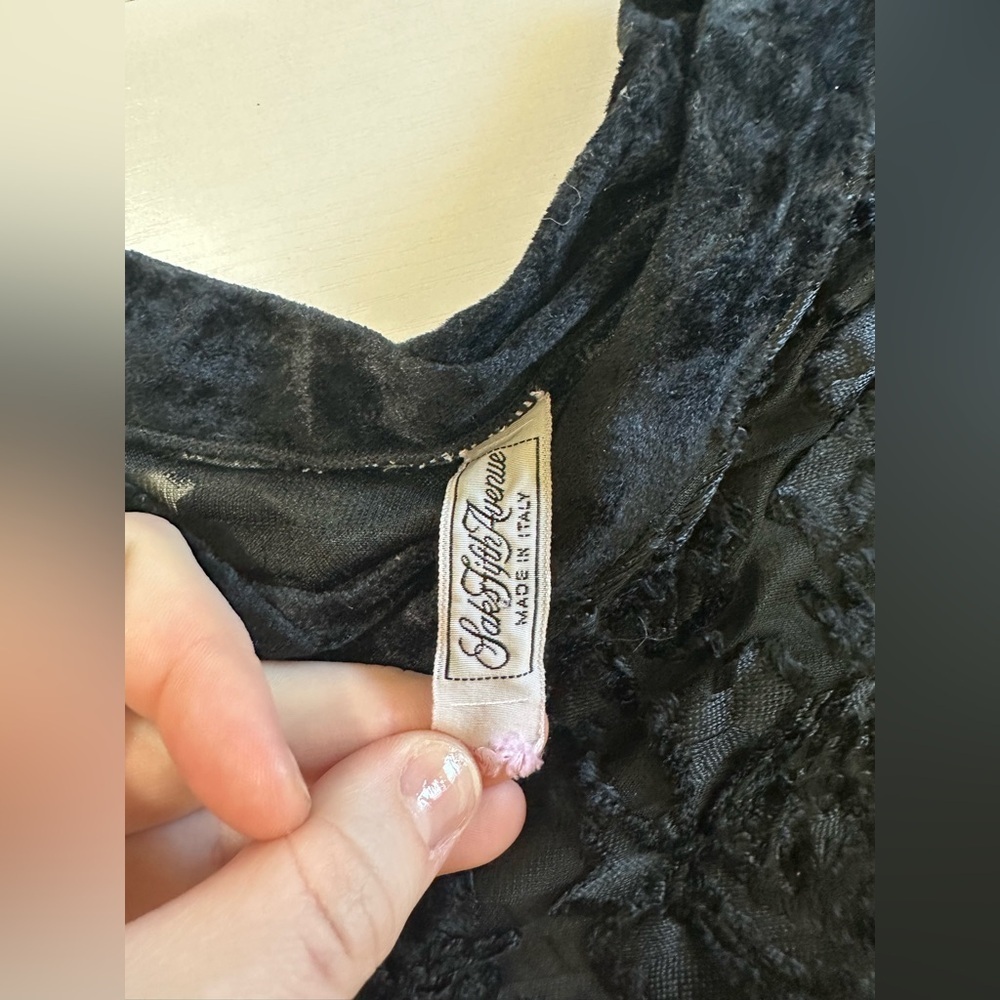 Black Sheer Rose Velvet Burnout Long Sleeve Gothcore Top Size s/m #1861 - Picture 3 of 7